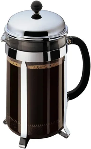 Bodum 51oz Cafetera de prensa francesa Chambord, vidrio borosilicato resistente al calor, acero inoxidable pulido – Fabricado en Portugal Cromo