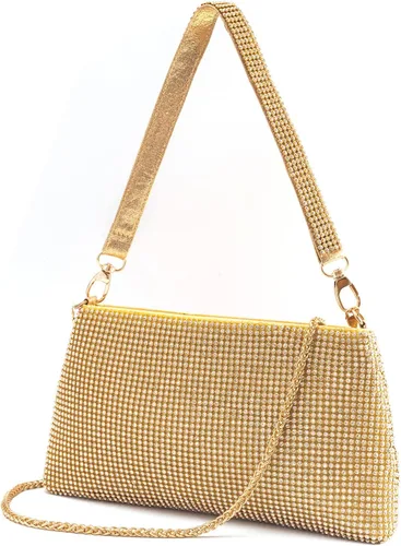 Desy & Feeci Bolso de noche para mujer, bolso de mano completo con diamantes de imitación para mujer, dama, niña, novia, graduación, cóctel, fiesta,
