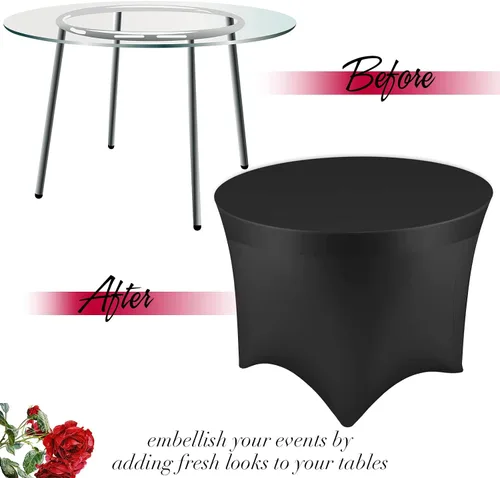 Miniatura 4 de Buryeah Mantel redondo elástico de 5 pies de elastano, lavable a máquina, 60 pulgadas, mantel elástico ajustable para mesa redonda para bodas