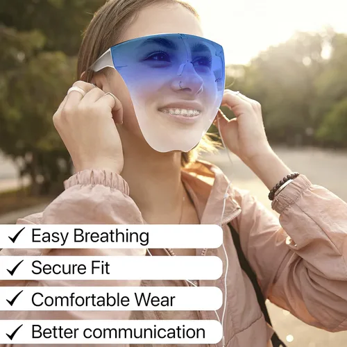 Miniatura 8 de Escudo facial completo anti niebla con gafas - ver a través de la máscara transparente