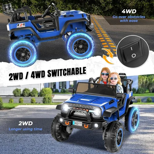 Miniatura 4 de Hikole - Vehículo de paseo de 24 V para niños grandes, vehículo todoterreno de 2 plazas con control remoto, 2WD/4WD conmutable, asientos extra Rosa