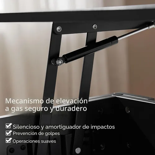 Miniatura 5 de Yaheetech Mesa de café de madera, mesa de centro con estante de almacenamiento oculto grande, mesa de comedor con superficie elevada para sala