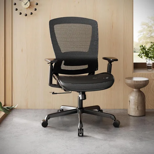 Miniatura 2 de ELABEST Silla de oficina de malla, silla de escritorio ergonómica para computadora, silla de tarea resistente - Soporte lumbar y reposabrazos Negro