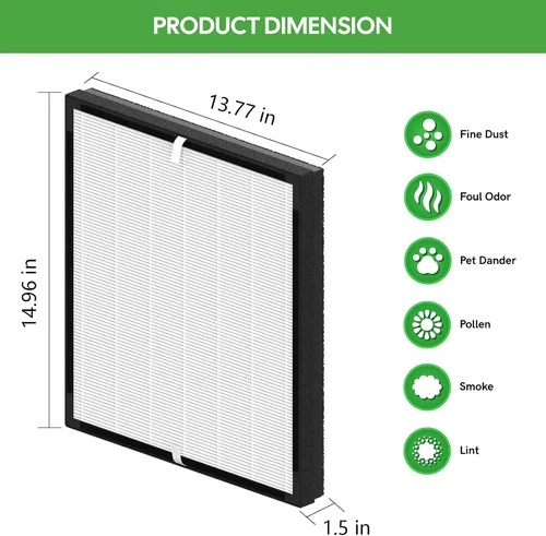 Miniatura 5 de FLT5900 Filtro J de repuesto para AC5900WCA/AC5900WDLX Air Puri fiers, 1 True HEPA + 4 filtros de carbono