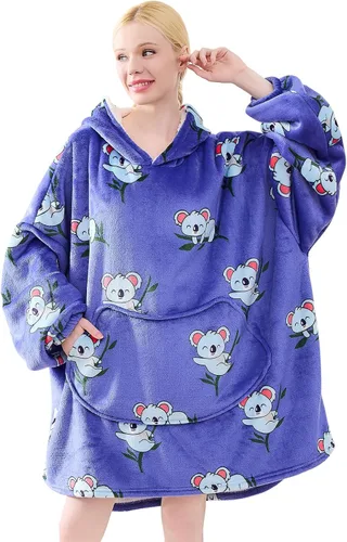 Miniatura 10 de Moinlizy - Sudadera con capucha tipo manta extragrande, portátil con capucha y bolsillo, de grueso sherpa, para mujeres y hombres adultos