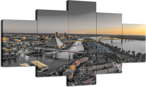 Miniatura 23 de Cawpom Arte de pared de Los Ángeles en blanco y negro, cuadro decorativo para pared, diseño de horizonte de Los Ángeles, póster de palmera, marco