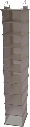 Miniatura 10 de Household Essentials Organizador de armario de plástico y mezcla de algodón estrecho colgante con 10 estantes de almacenamiento, mezclilla