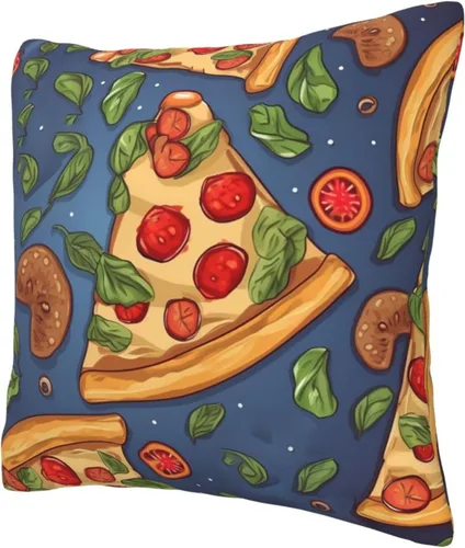 Miniatura 3 de Funda de almohada cuadrada suave con estampado de pizza, funda de cojín para decoración del hogar, sala de estar, cama, sofá automóvil, 12 x 12