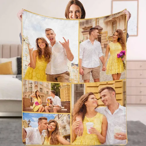 Miniatura 16 de Manta personalizada con texto fotográfico, manta personalizada con mis propias imágenes para Navidad, familia, mamá, papá, perro, hermanas, amigos