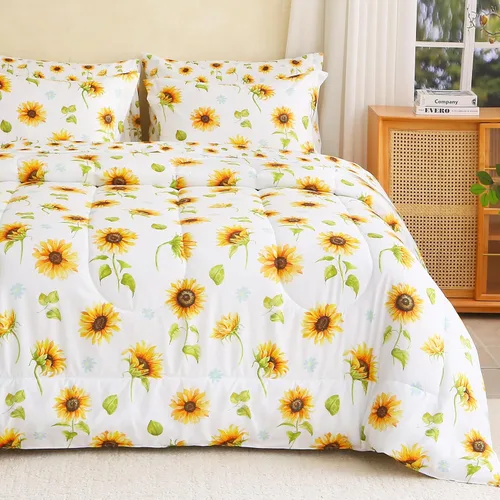 Miniatura 15 de lasoftan Juego de edredón floral Queen con sábanas, ropa de cama vintage de lujo de 7 piezas, ropa de cama de microfibra suave en una bolsa, juego