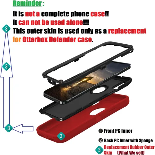 Miniatura 2 de Funda exterior de goma de repuesto compatible con iPhone 13 Mini Otterbox Defender Series Case (negro)