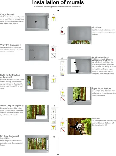 Miniatura 7 de Papel tapiz de bosque de secuoyas, papel tapiz de árbol de bosque verde para dormitorio, murales de pared grandes para sala de estar y oficina