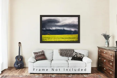 Miniatura 5 de Storm Photography Print (Not Framed) Picture of Thunderstorm Passing Behind Lone Tree on Nebraska Prairie Great Plains Wall Art Nature Weather Decor