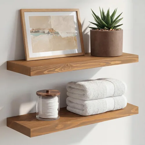 Miniatura 8 de Homeforia Estante flotante blanco de 48 pulgadas, estantes flotantes de madera maciza de alta gama de 48 pulgadas de largo para montaje en pared