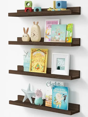 Miniatura 13 de Forbena Estante de repisa negra para fotos, estantes flotantes con borde para pared, estantes de pared pequeños para baño, dormitorio, cocina