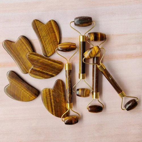 Juego de rodillos faciales de jade obsidiana negra y Gua Sha, fuente 100% natural de la más alta altitud del Himalaya, masajeador de cuello facial