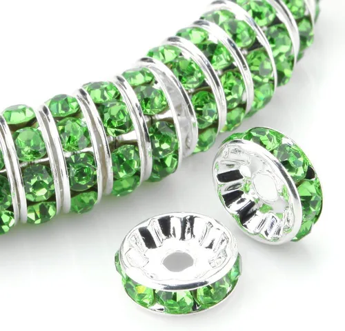 Miniatura 7 de RUBYCA - 100 unidades de espaciadores redondos y ondulados de cristal checo de alta calidad en tono plateado, Cristal, 10mm
