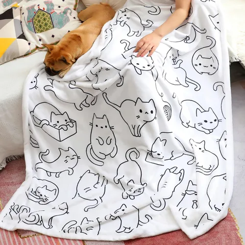 Miniatura 7 de Sviuse Glow in The Dark Cat Blanket for Women Cat Themed Gifts for Girls Fleece Kitty Pattern Blanket Cute Fuzzy Blanket with Cats on It