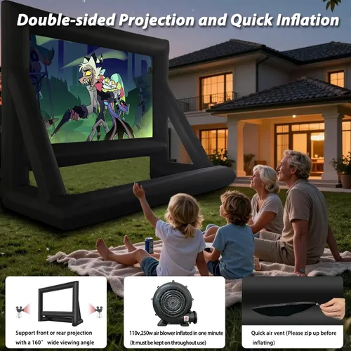Miniatura 3 de Pantalla de cine inflable de 20 pies para cine al aire libre, pantalla de proyección con bolsa de transporte soplador para proyección frontal
