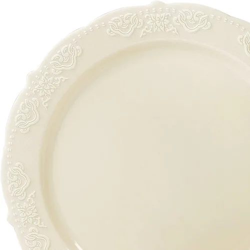 Miniatura 3 de Ocasiones" Paquete de 50 platos (25 invitados) Juego de platos de plástico desechables para fiesta de boda vintage, cena de 25 x 10.25 pulgadas +