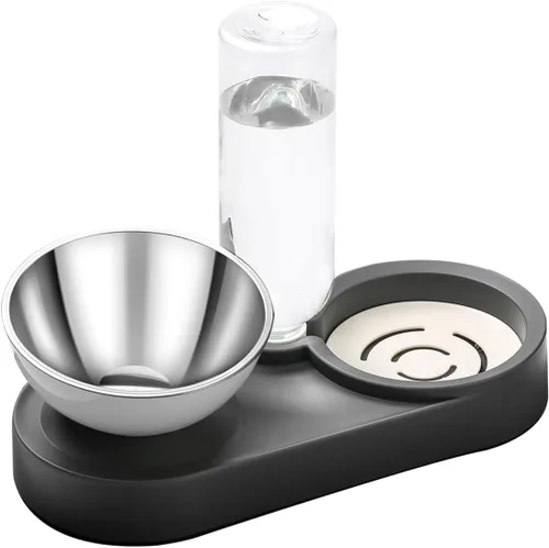 Miniatura 10 de Marchul Cuenco doble elevado para perros y gatos, juego de cuencos de agua y comida para mascotas, platos inclinados elevados en 15° para interiores