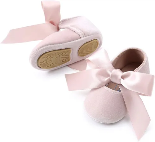 Miniatura 6 de Mary Jane - Zapatos de princesa para bebé, zapatos planos para niñas que ya caminan con suela de goma antideslizante y moño