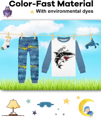 Miniatura 7 de Boys Pajamas 4 Pieces Long Set 100% Cotton Sleepwear Size 18 Months-12 Years