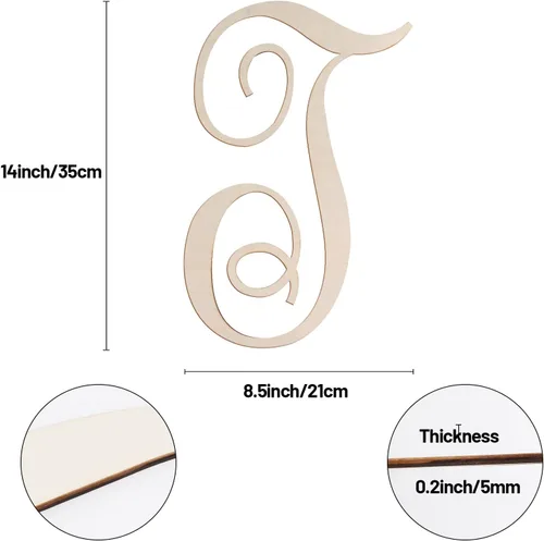 Miniatura 2 de Letras de madera cursivas para decoración de pared, letras grandes de madera de 14 pulgadas, monograma sin terminar, letras de madera, manualidades