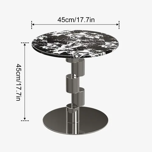 Miniatura 2 de Mesa auxiliar redonda, mesa auxiliar con patrón de mármol, mesa de centro moderna, mesa de consola con base de acero inoxidable, mesa de cóctel
