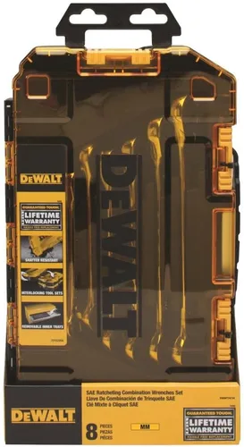 Miniatura 8 de DEWALT Tough Box 8 PC SAE Juego de llaves combinadas de trinquete