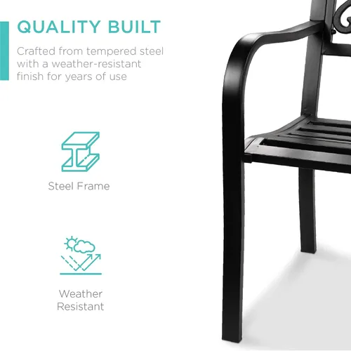 Miniatura 4 de Mejor Elección Productos 50 in patio parque banco de jardín patio marco de acero inoxidable muebles al aire porche silla, L, Negro