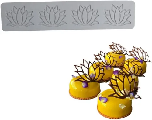 Miniatura 4 de Molde de encaje de silicona, moldes de encaje en relieve de flor de loto, impresión de encaje para tartas para decoración de cupcakes, tapete