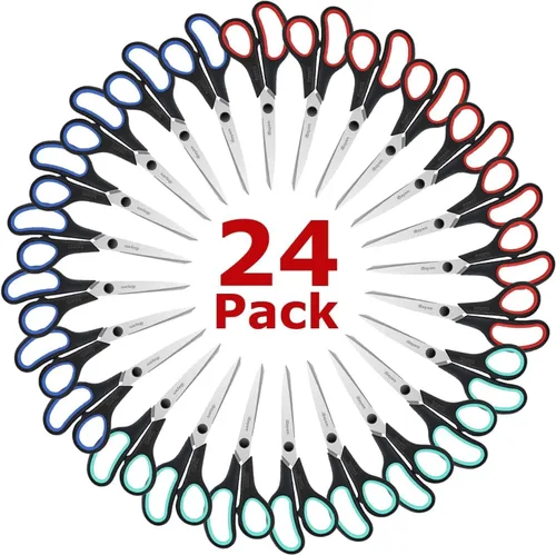 Miniatura 9 de Tijeras, iBayam de 20,3 cm para todo uso, paquete de 3 unidades, tijeras ultra afiladas con hoja de 2,5 mm de grosor, mango de agarre cómodo