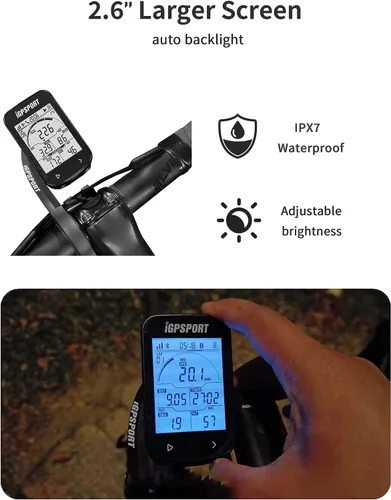 Miniatura 3 de Computadora de bicicleta GPS inalámbrico, velocímetro de bicicleta con retroiluminación automática de pantalla enorme de 2.6 pulgadas, computadora