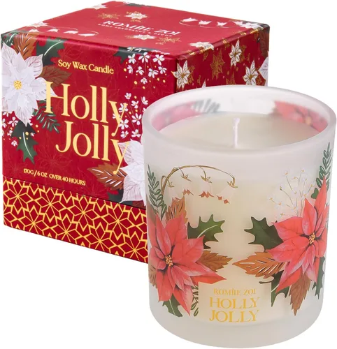 Miniatura 10 de ROMIIE ZOI Vela perfumada de Navidad - Vela de cera de soja de 6oz, reno navideño, infundida con aroma a menta - Caja de regalo de tartán escocés