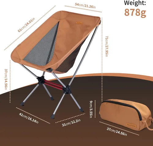 Miniatura 3 de Naturehike YL08 Silla de Camping Ultraligera, Silla de Mochilero Portátil de 2.38 LBS con Pies Anti-Hundimiento, Silla de Campamento de Senderismo