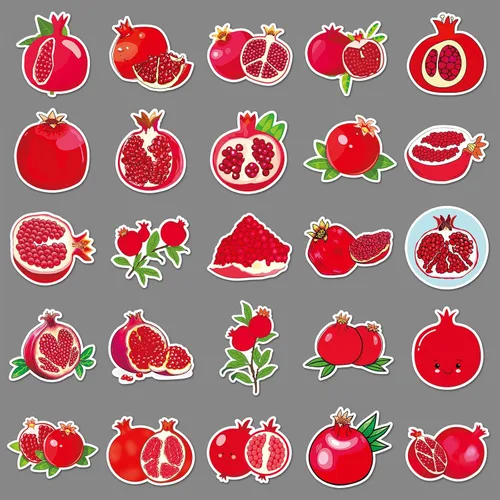 Miniatura 3 de Calcomanías de granada, 50 unidades, impermeables, lindas frutas rojas, calcomanías para botella de agua, laptop, álbum de recortes, patineta