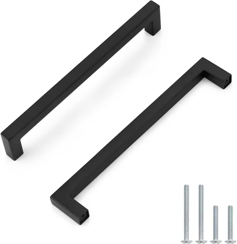 Probrico - Tiradores cuadrados de acero inoxidable para puerta de armario o cajón, color negro, 0.5 pulgadas de ancho