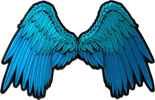 Miniatura 11 de Parche azul con alas de ángel pequeñas y hermosas - 5 x 3 pulgadas. Parche bordado para planchar (P3200)