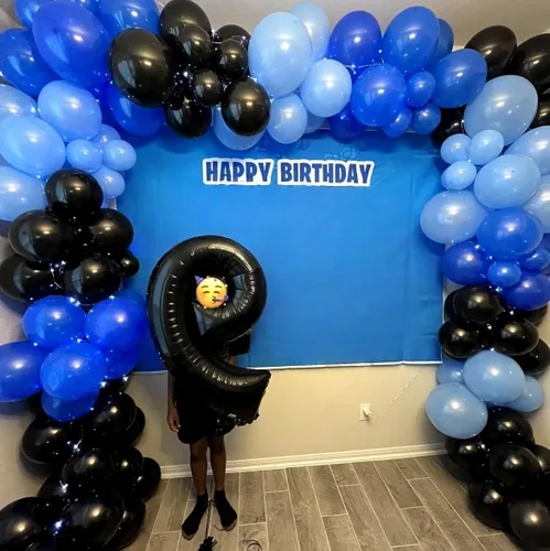Miniatura 6 de Juego de Globos de Juego Azul y Negro, 60 Piezas, 12 Pulgadas de Azul Claro y Azul Oscuro para Decoraciones de Fiesta de Videojuego, Fiesta