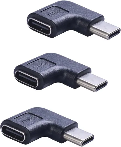Adaptador tipo C macho a hembra, paquete de 2, adaptador de extensión tipo C en ángulo derecho e izquierdo de 90 grados para computadora portátil,