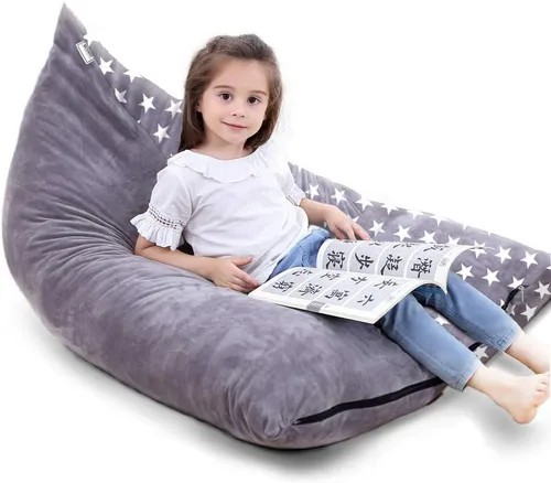 Funda para puf de almacenamiento de animales de peluche, puf extra grande de 53 pulgadas para niños y adultos, soporte y organizador de juguetes de