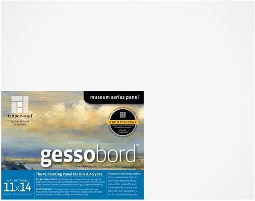 Ampersand Art Supply Panel de pintura de madera de Gesso: Serie Museo Gessobord, 11 "x 14", perfil plano de 1/8"
