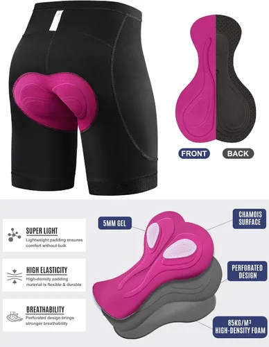 Miniatura 3 de IUGA Pantalones cortos de ciclismo acolchados para mujer, 4D, transpirables, con relleno, pantalones cortos de ciclismo de montaña con bolsillos