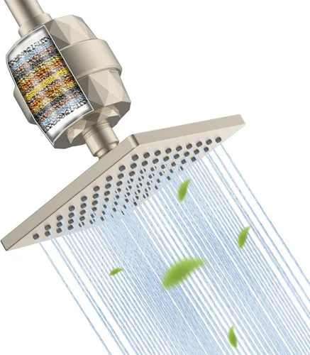 Miniatura 24 de Hibbent Cabezal de ducha filtrado de metal, cabezal de ducha de lluvia de alta presión de 6 pulgadas, filtro de ducha de 20 etapas para suavizador