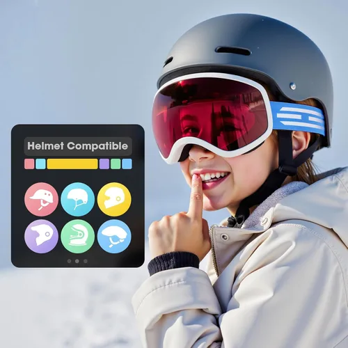 Miniatura 5 de Gafas de esquí para niños, gafas de esquí de nieve para niños, jóvenes, adolescentes, niños y niñas de 5 a 14 años 03.white con lente plateada