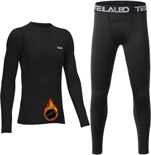 TELALEO Camiseta de compresión térmica para niños y niñas, manga larga, forro polar, capa base, camiseta deportiva de fútbol