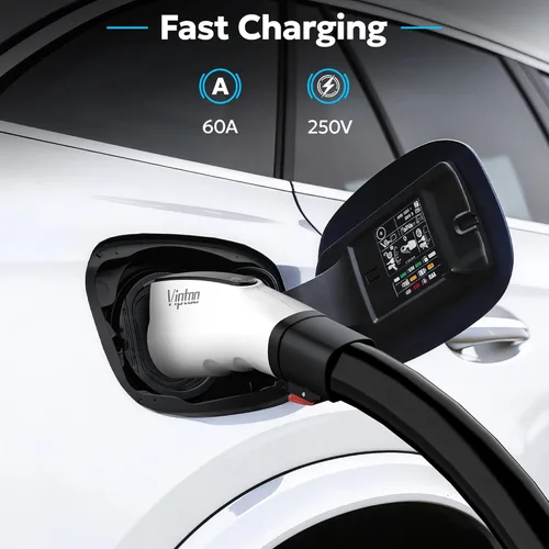 Miniatura 2 de Adaptador para cargador Tesla a J1772 EV [solo a J1772], convertidor de hasta 60 amperios 250 V CA con bloqueo de seguridad de presión, compatible