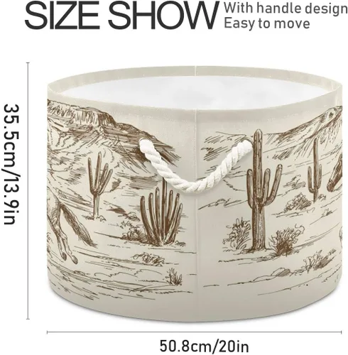 Miniatura 2 de Cesta de cuerda de algodón Western Desert Cowboy - Cesta de lavandería para bebé, sala de estar, lavandería, guardería, decoración del hogar, 20 x