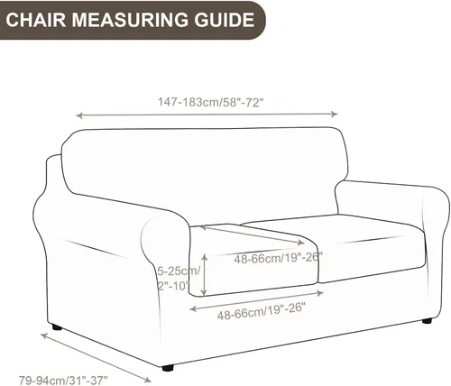 Miniatura 3 de SearchI - Funda de sofá biplaza elástica, 3 piezas con 2 fundas de cojín independientes, lavable, protector de muebles para sala de estar
